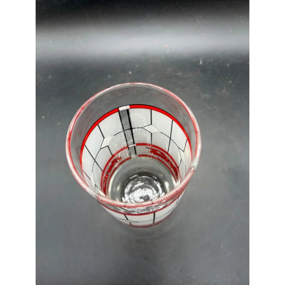 Vintage Coca-Cola Stained Glass Pattern Drinking Glass Tumbler Frosted 6 Inch
